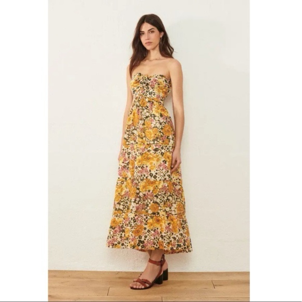 Ba&Sh Dalid Ocre Strapless Dress